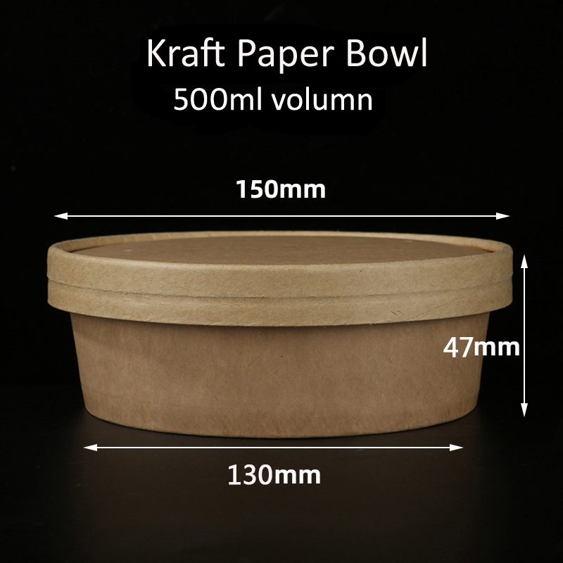 Kraft Paper Bowl 500ml with Paper Cover